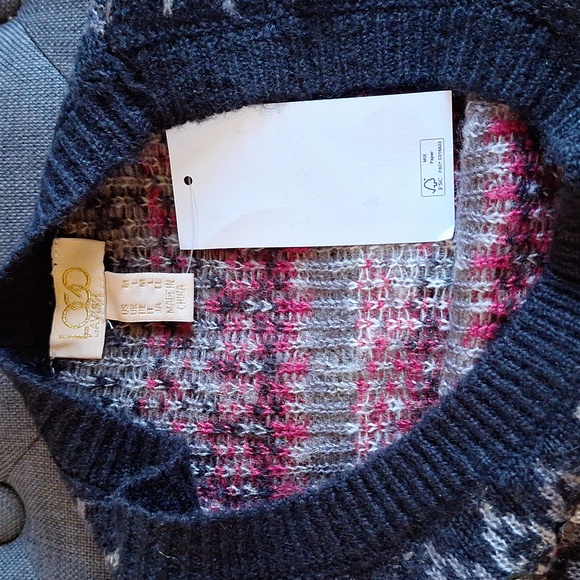 NWT Pink Black Argyle Sweater Oversized M - Picture 6 of 7